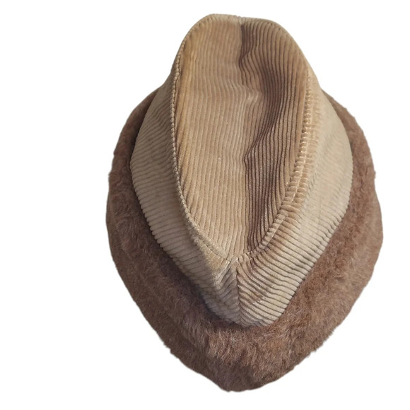 Churchill Ltd Vintage Brown Corduroy Fur Envoy Cap with convertible ear flaps - Picture 5 of 15